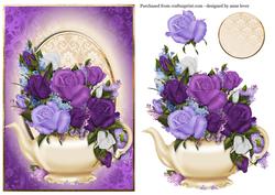 Heirloom Roses Bouquet & Cream Teapot