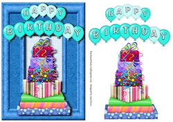 Happy Birthday Stack of Presents - Blue