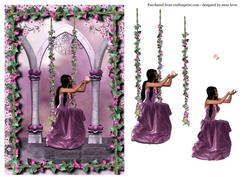Velvet Lady on Floral Swingseat
