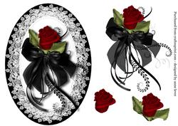 Red Rose & Lace Monochrome Topper