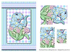 Cute Baby Dinosaur Blue & Purple Stacker