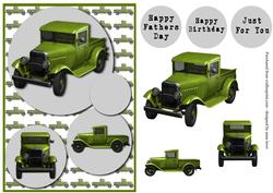 Vintage Green Pickup Truck + Decoupage