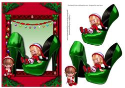 Green Christmas Diva Shoes & Elves