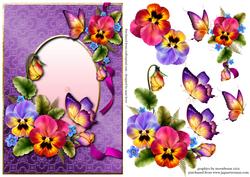 Beautiful Bright Pansies & Butterflies