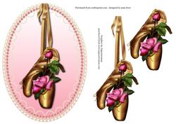 Golden Ballet & Pink Rose in a Pearl Frame