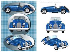 Blue Classic Car - Morgan + Decoupage