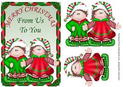 Brunette Elf Couple - Merry Christmas from Us to You