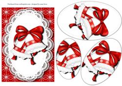 Red & White Christmas Bells Oval Pyramid