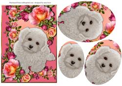 Poodle Puppy & Romantica Roses Oval Pyramid