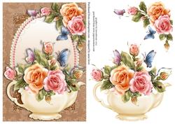 Rosy Glow Teapot + Decoupage