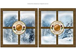 2 Christmas Snow Scene Window Toppers