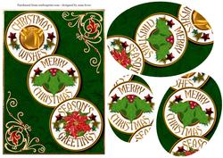 Trio of Christmas Greetings Oval Pyramid