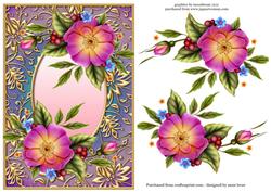 Wild Rose & Golden Frame + Decoupage