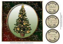 Golden Christmas Tree Square Topper