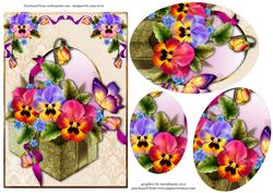 Gift Box Full of Pansies Oval Pyramid