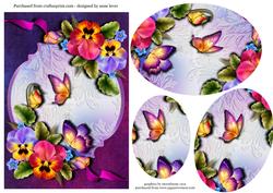 Beautiful Pansies & Butterflies Oval Stacker