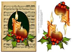 Sheet Music Christmas Candles Green