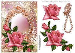 Pink Rose, Pearls & Shimmering Frame