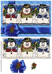 Three Smiling Snowmen + Decoupage