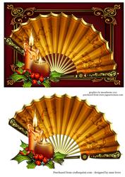 Golden Christmas Candles & Fan