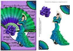 Fan & Flamenco with Sheet Music Frame - Lilac