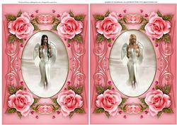 Angels + Pink Rose Frames, Blonde & Brunette