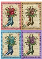 4 Buttoned Boot & Roses Vintage Toppers