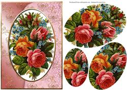 Beautiful Vintage Rose Bouquet Oval Pyramid