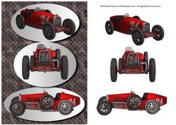 Classic 1926 Red Racing Car + Decoupage