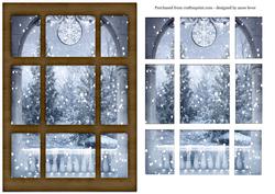 Snowy Christmas Tree Window Scene + Easy Layers
