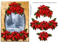 Snowy Christmas Tree Scene & Sumptuous Poinsettias