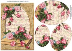 Vintage Pink Roses + Sheet Music Background Pyramage
