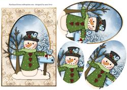 Smiling Snowman Oval Pyramage Topper