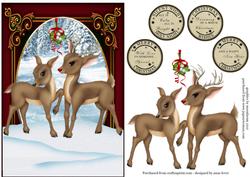 Cute Reindeer Couple Under the Mistletoe