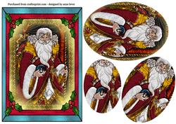 Vintage Santa in Stained Glass Frame + Pyramage
