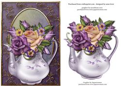 Gorgeous Heritage Roses in a Tall Teapot