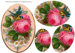 Vintage Rose & Bird Oval Pyramid Topper