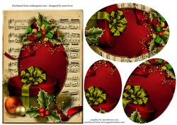Holly & Christmas Gifts - Red - Oval Pyramid