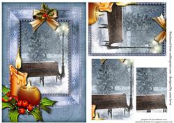 Lovely Snowy Christmas Scene in Lace Frame Pyramid
