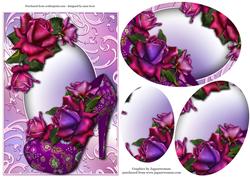 Fabulous Diva Shoe & Roses in Shimmering Frame Pyramid
