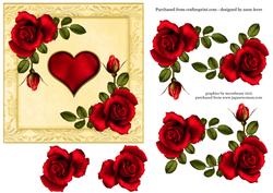 Red Roses & Heart Square Topper + Decoupage