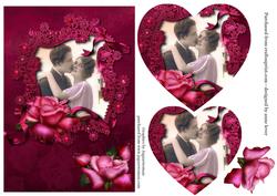 Vintage Valentine & Roses with Heart Pyramage