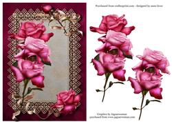Beautiful Pink Roses on Lace