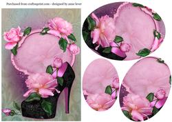 Black Shoe & Beautiful Pink Roses Pyramid