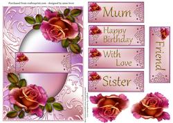 Blended Roses & Shimmering Frame + Greetings Plaques