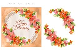 Peach Origami Flowers Happy Birthday
