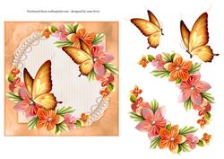 Peach Origami Flowers & Butterflies