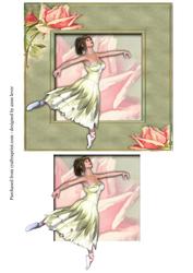 Vintage Rose Frame & Soft Green Ballerina