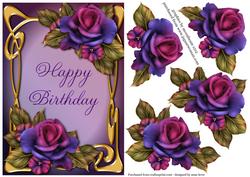Art Nouveau Roses Happy Birthday