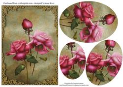 Antique Pink Roses Oval Pyramage